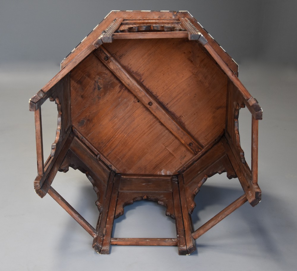 Superb quality late 19th century Anglo Indian inlaid hardwood octagonal table View XII