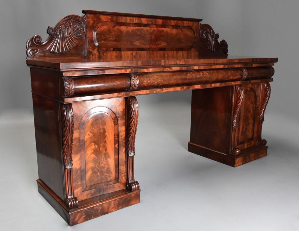 Fine quality mid 19th century mahogany pedestal sideboard View II