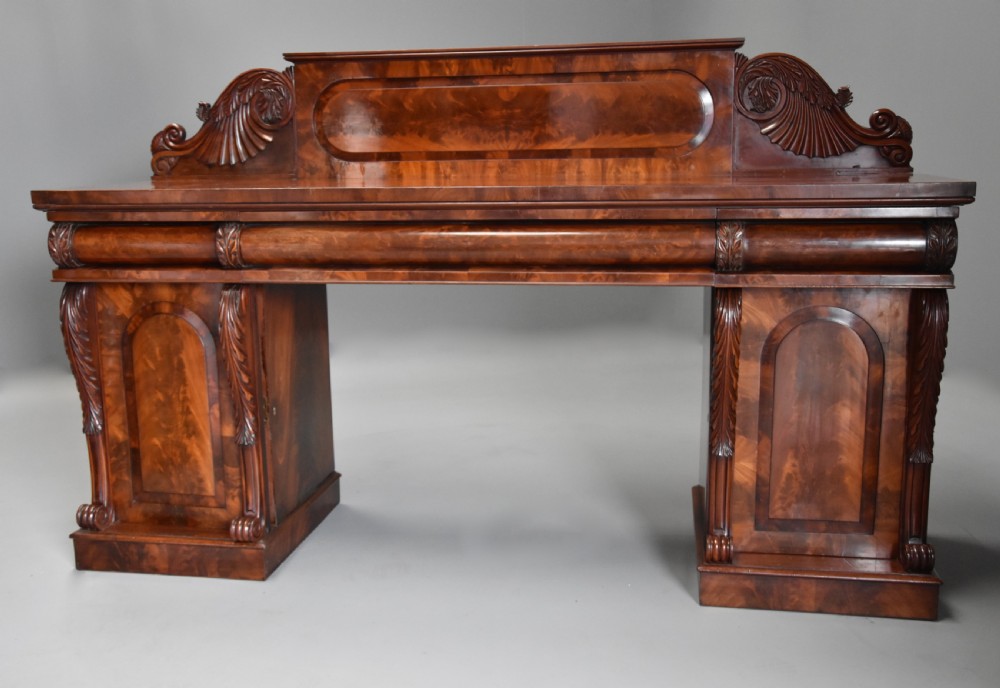 Fine quality mid 19th century mahogany pedestal sideboard View III