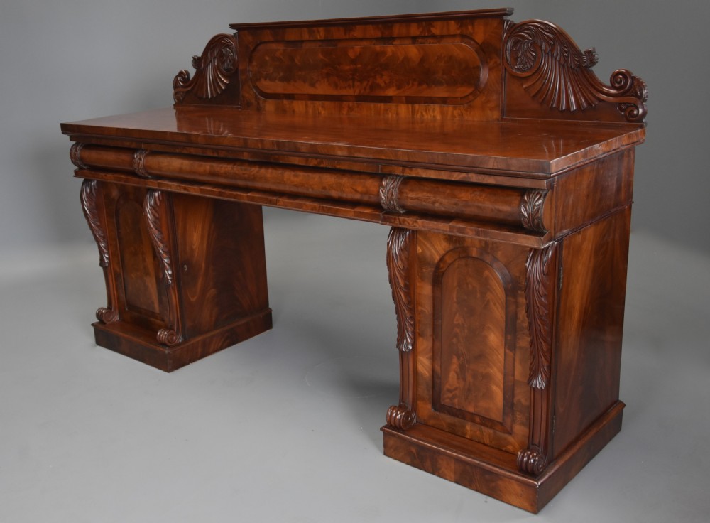 Fine quality mid 19th century mahogany pedestal sideboard View V