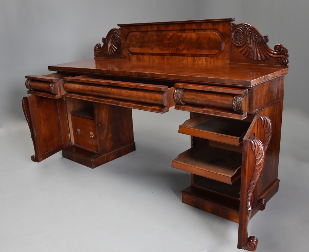 Fine quality mid 19th century mahogany pedestal sideboard View VIII