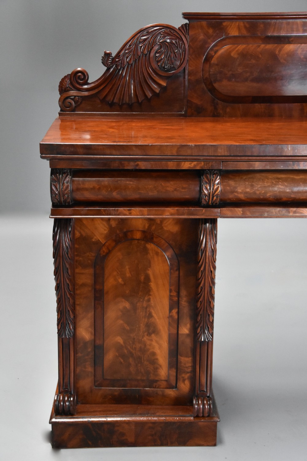 Fine quality mid 19th century mahogany pedestal sideboard View IX