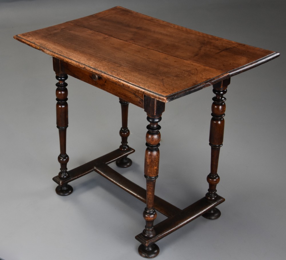 Late 17th century Continental walnut side table with drawer of superb patina  View III