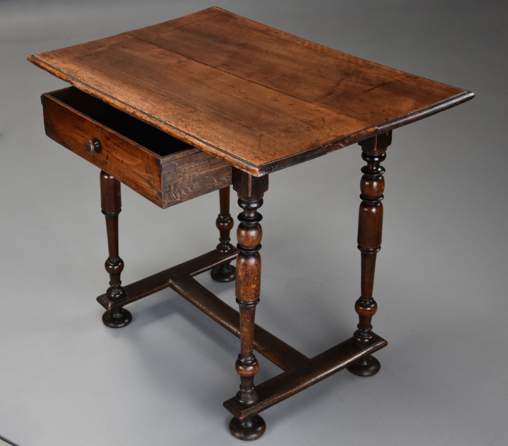 Late 17th century Continental walnut side table with drawer of superb patina  View IV