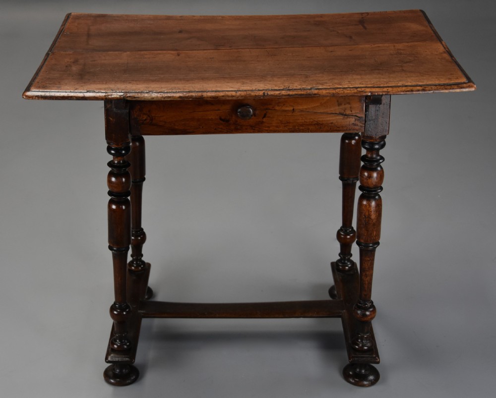 Late 17th century Continental walnut side table with drawer of superb patina  View V