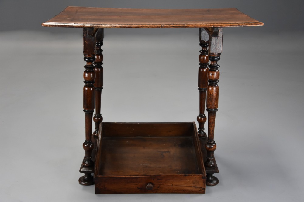 Late 17th century Continental walnut side table with drawer of superb patina  View VI