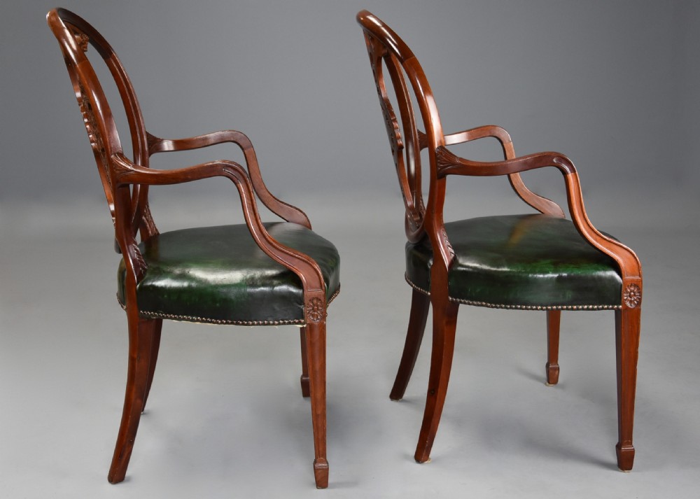 Pair of late 19th century Hepplewhite style mahogany oval back open armchairs View XII