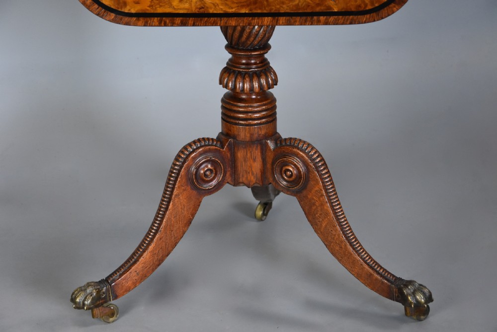 Rare fine quality early 19th century Regency burr oak tilt top table View VII