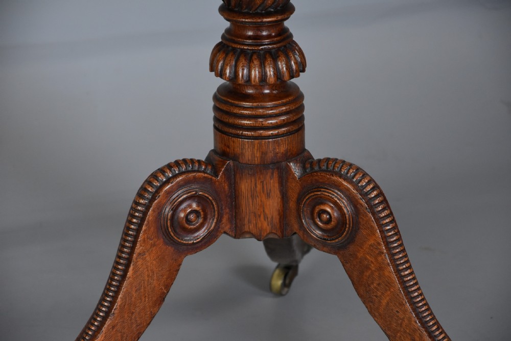 Rare fine quality early 19th century Regency burr oak tilt top table View IX