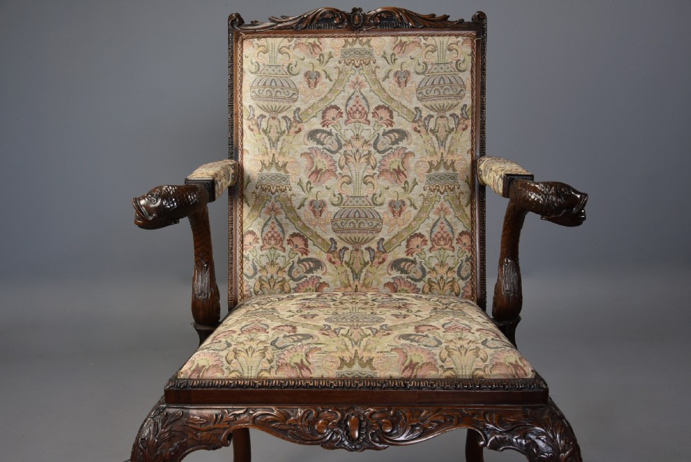 Superb George II style mahogany Gainsborough open armchair or library chair  View III