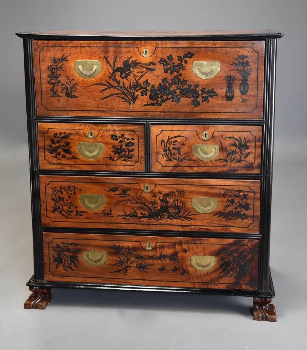 Extremely rare & superb early 19thc Anglo Chinese camphor wood Campaign secretaire chest of excellent patina