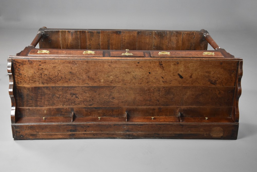 Mid 18th century oak potboard dresser base of superb patina View IX