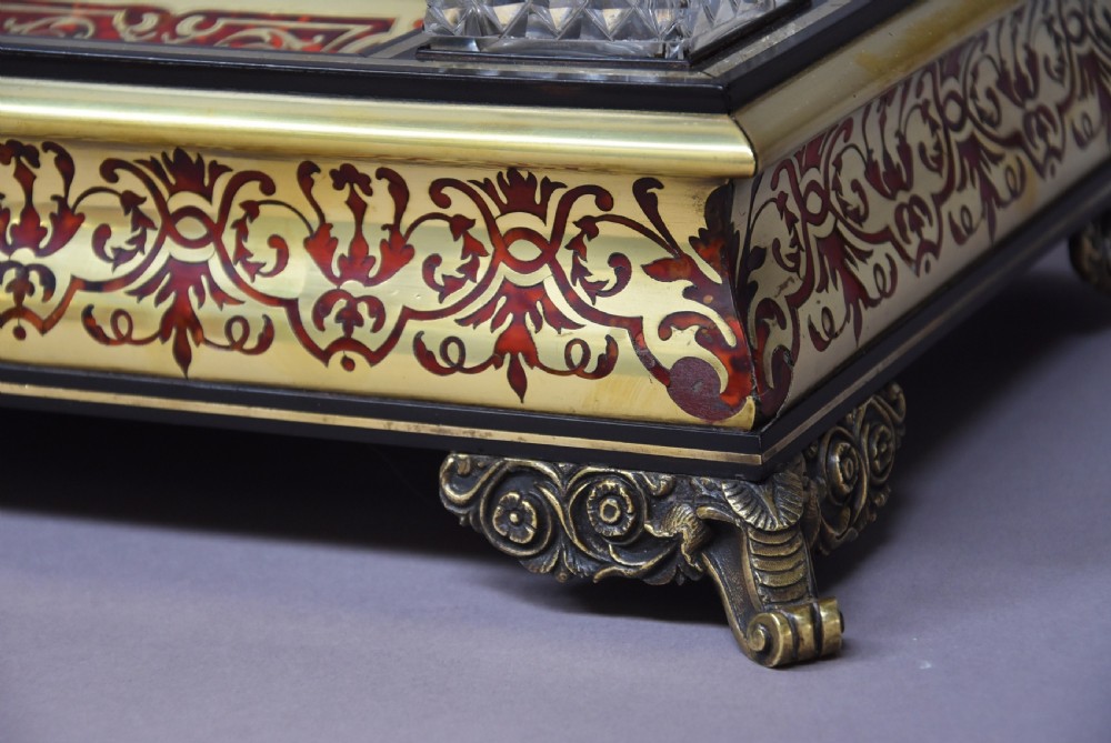 19th century French Napoleon III tortoiseshell and inlaid brass desk stand or inkstand View X