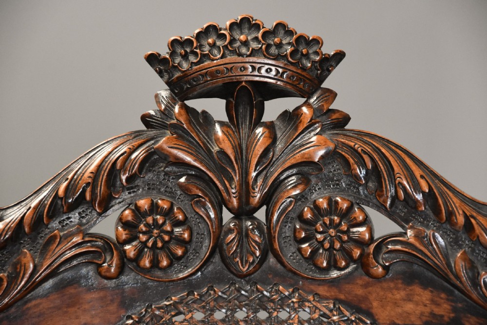 Superb pair of Carolean or Charles II style walnut armchairs of good proportions View X