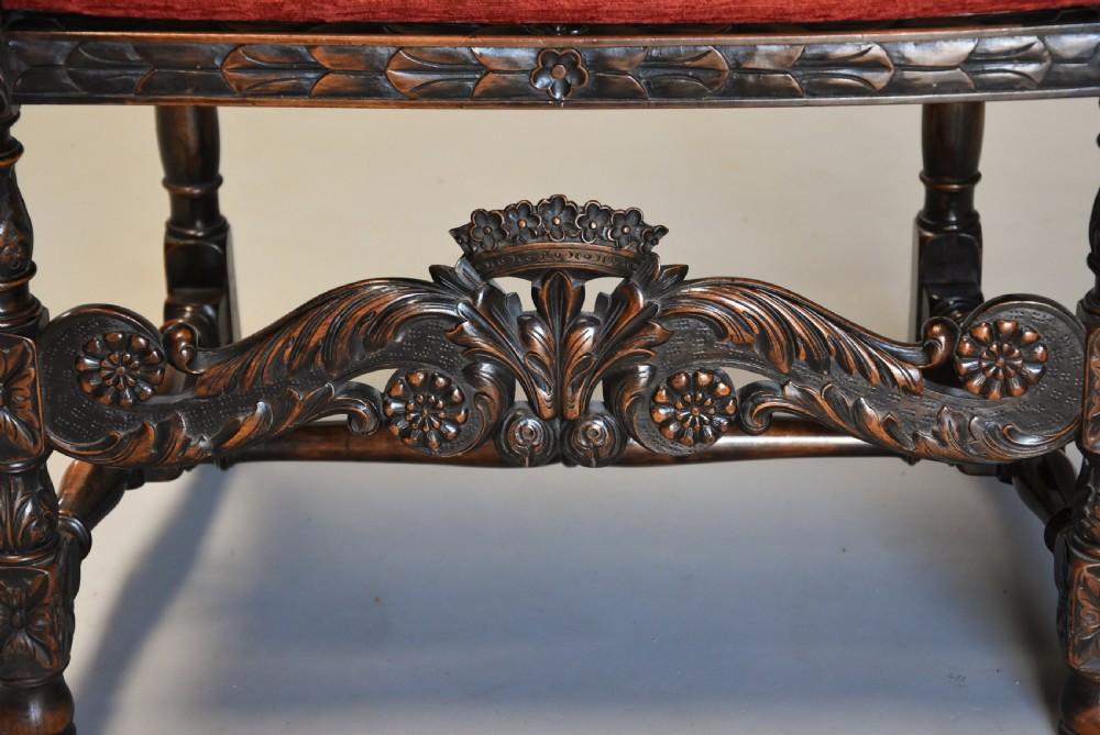 Superb pair of Carolean or Charles II style walnut armchairs of good proportions View XI