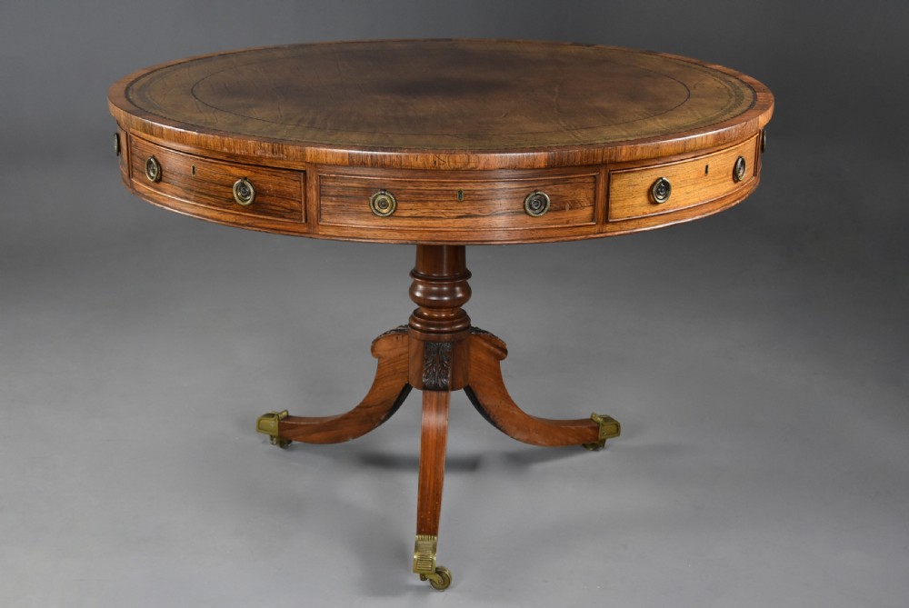 Early 19th century Regency rosewood drum table