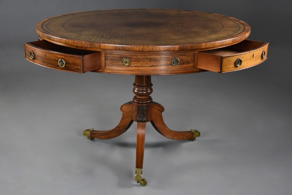 Early 19th century Regency rosewood drum table View IV