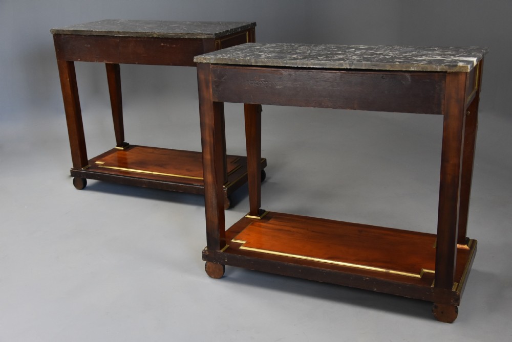 Superb quality near pair of early 19thc French Empire mahogany console tables View XIV