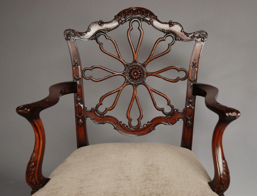 Late 19th century fine quality mahogany open armchair in the Chippendale style View II