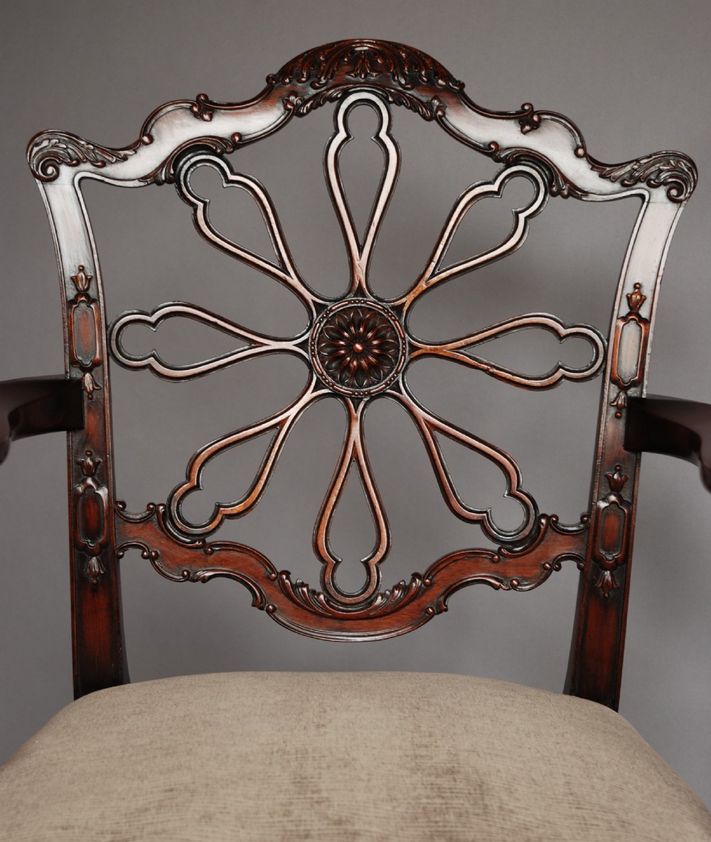 Late 19th century fine quality mahogany open armchair in the Chippendale style View III