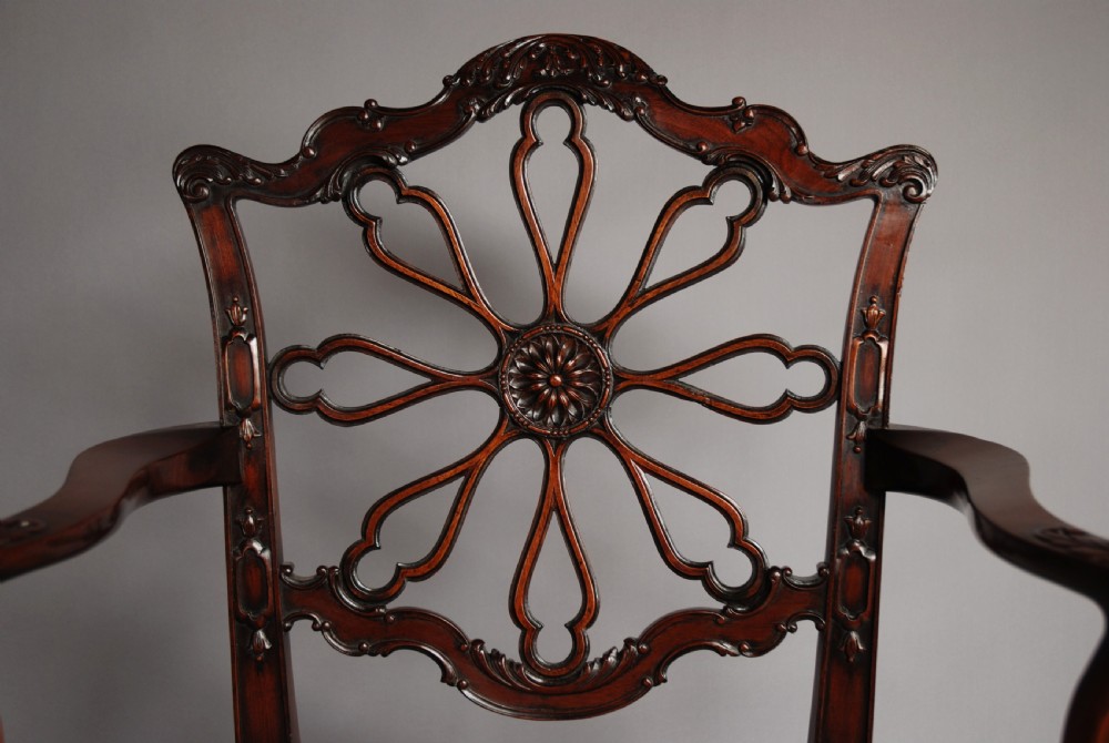 Late 19th century fine quality mahogany open armchair in the Chippendale style View IV