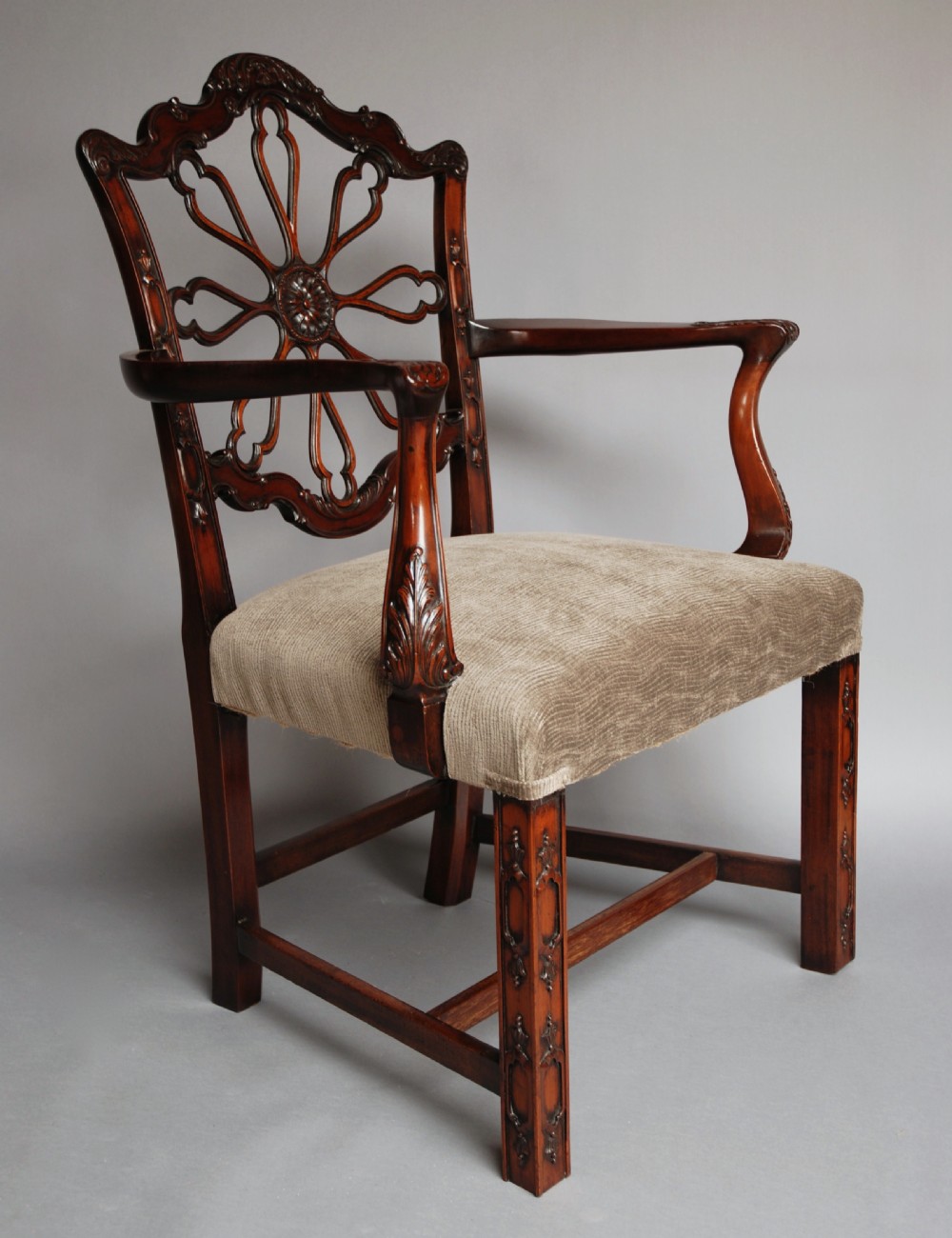 Late 19th century fine quality mahogany open armchair in the Chippendale style View VIII