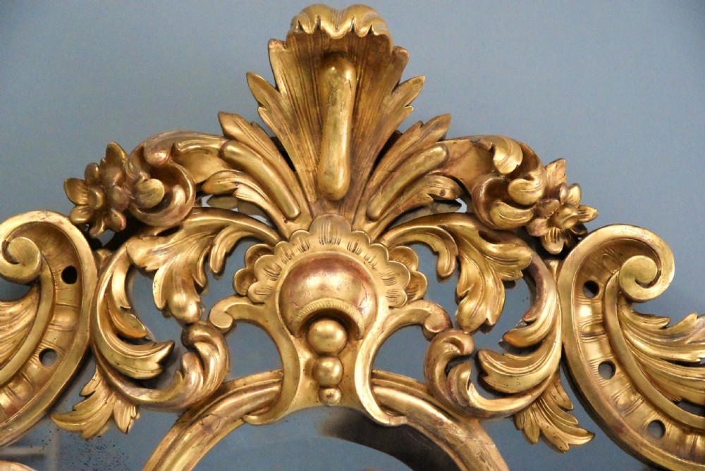 Large mid 19th century Italian giltwood mirror with arched top  View III