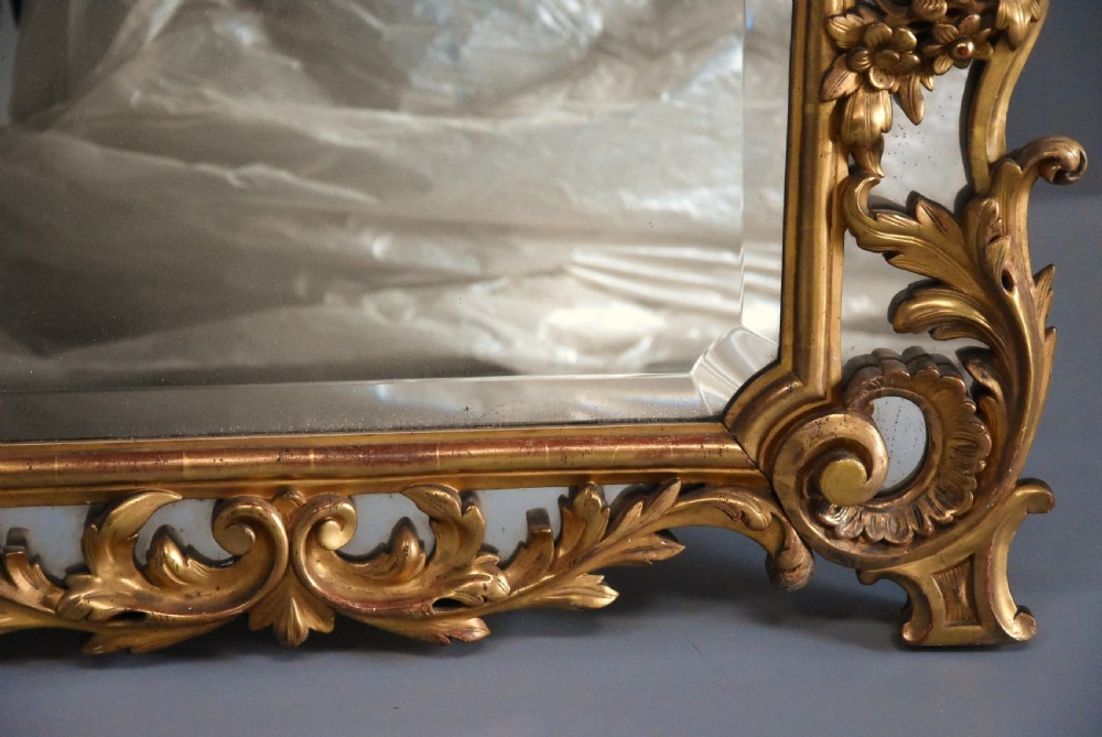 Large mid 19th century Italian giltwood mirror with arched top  View X