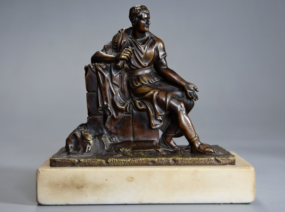 Fine quality pair of late 19th century French bronzes of Socrates and Leon of Salamis with superb patina View IV