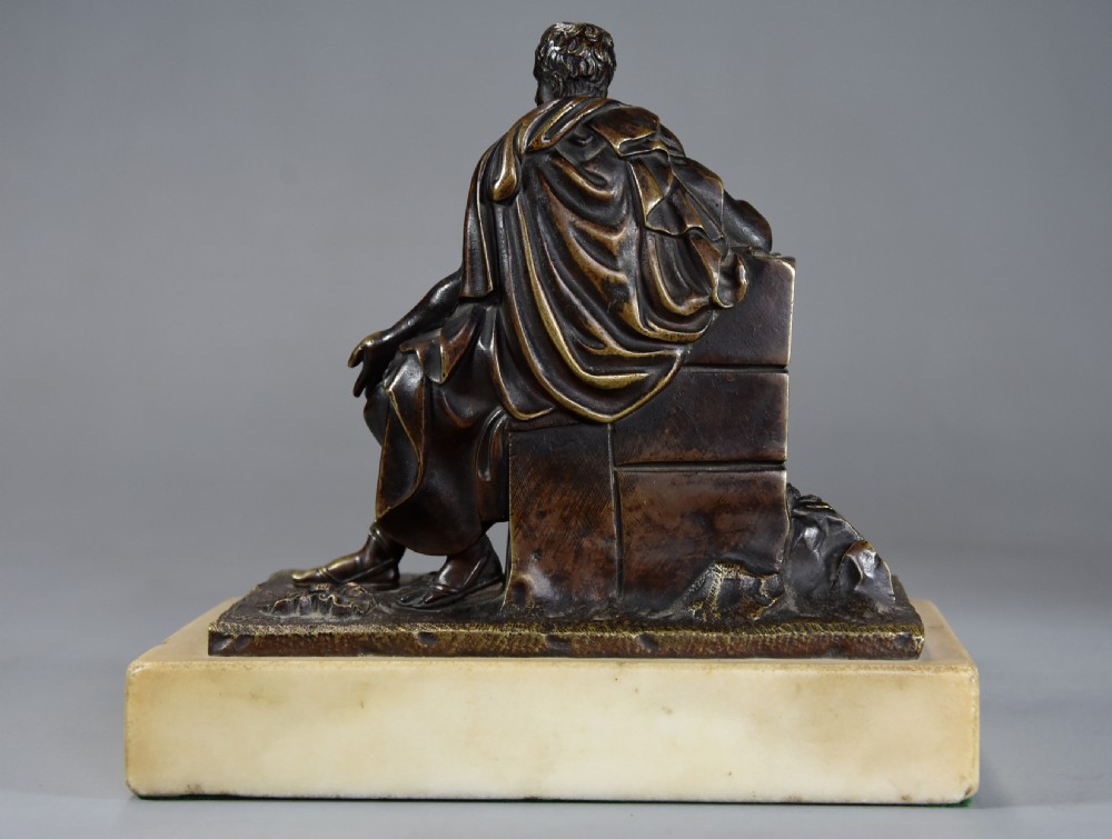 Fine quality pair of late 19th century French bronzes of Socrates and Leon of Salamis with superb patina View VI