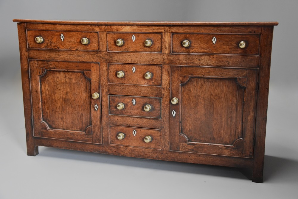 Late 18th century oak dresser base of superb patina View II