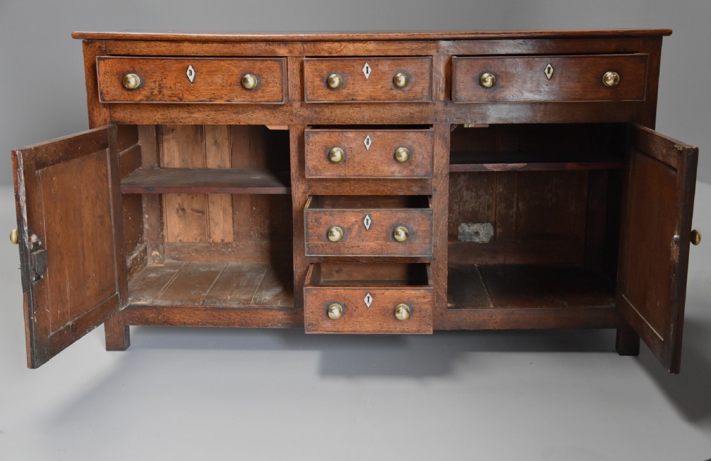 Late 18th century oak dresser base of superb patina View V