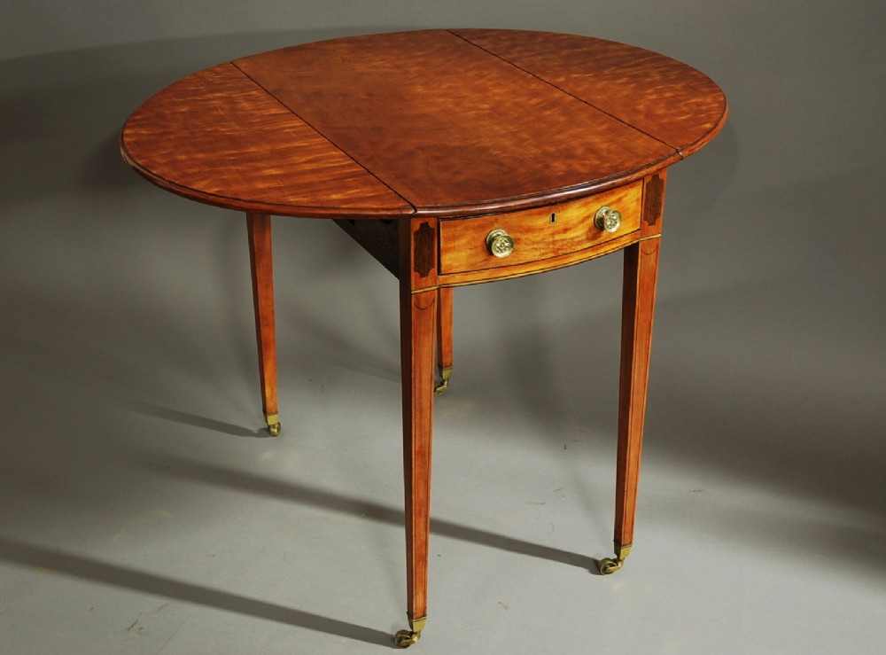 Fine quality late 19th century oval satinwood pembroke table