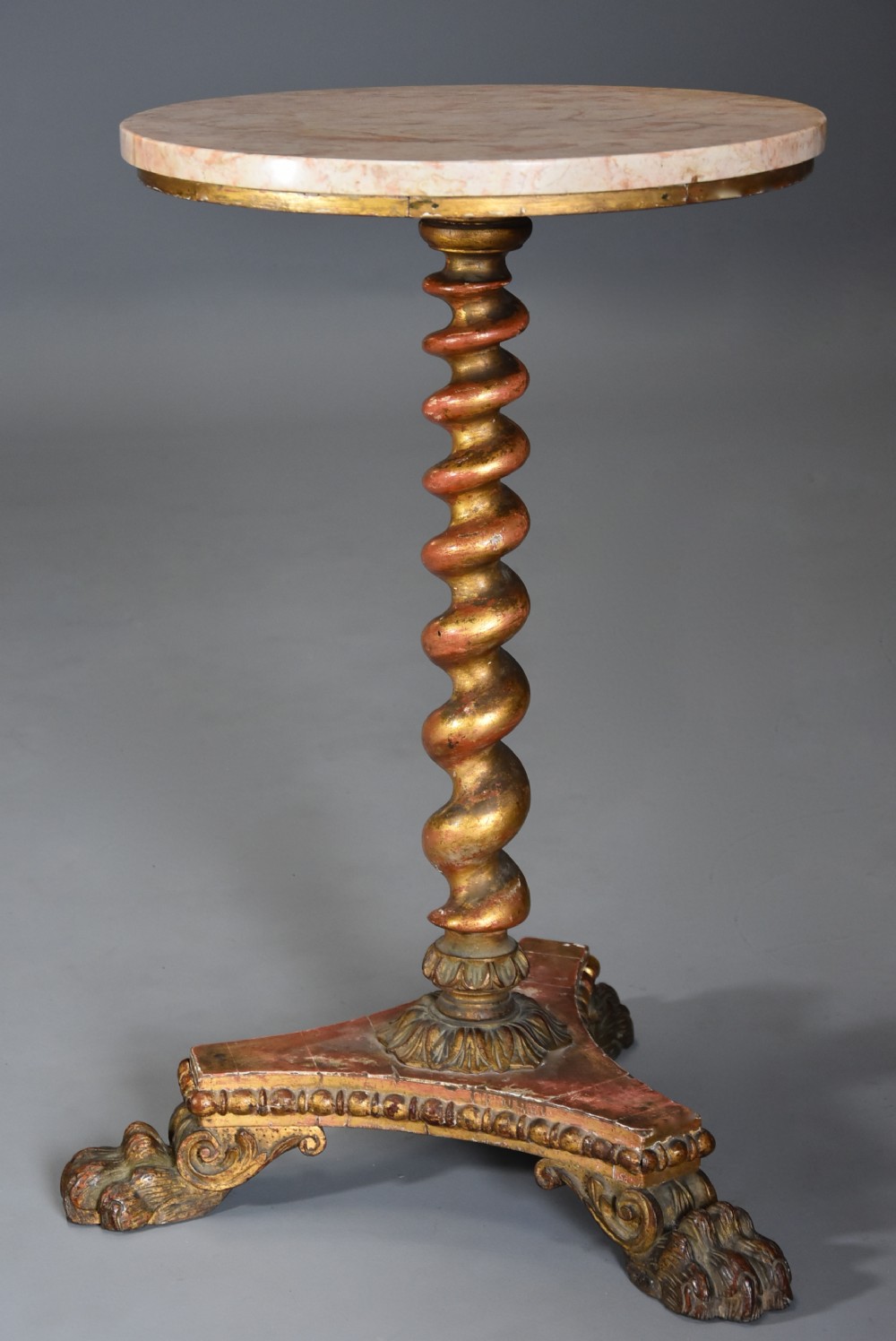 Early 19th century giltwood occasional table with marble top