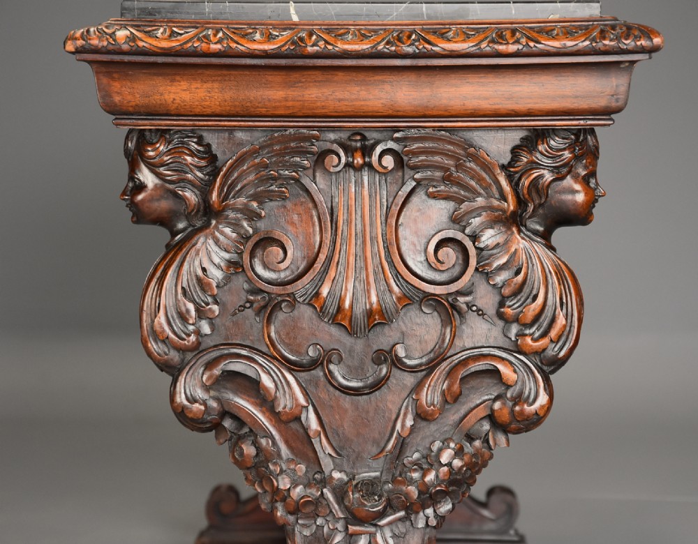 Fine quality Italian 19th century Renaissance style walnut & marble centre table View X