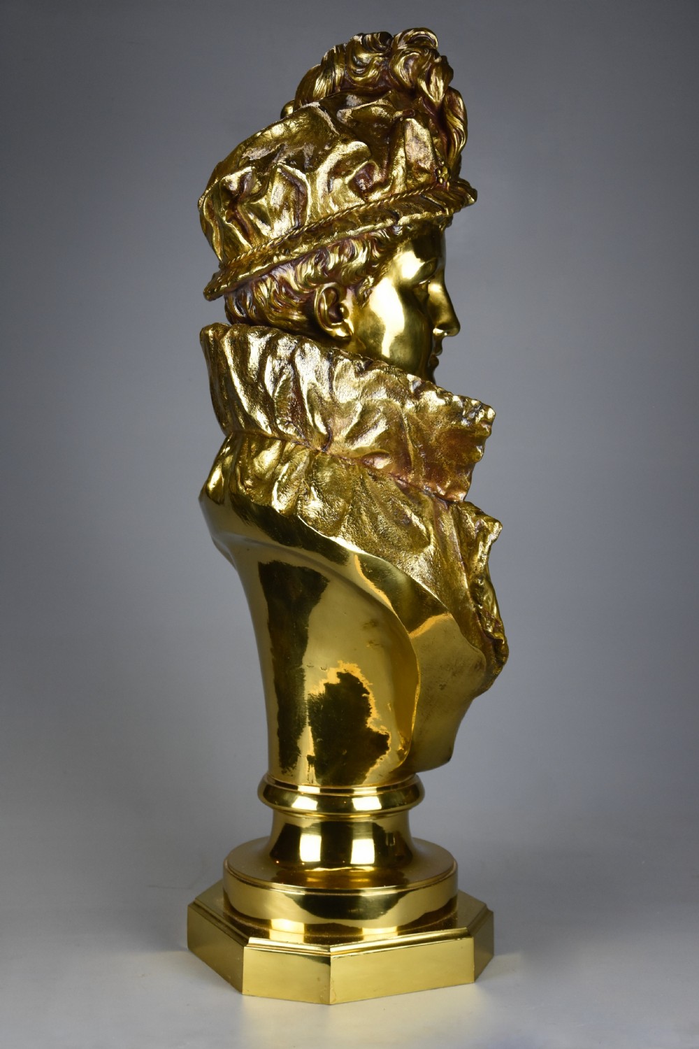 Late 19thc French gilt bronze bust figure of a Victorian lady by Ernest Rancoulet (1870-1915) View VII