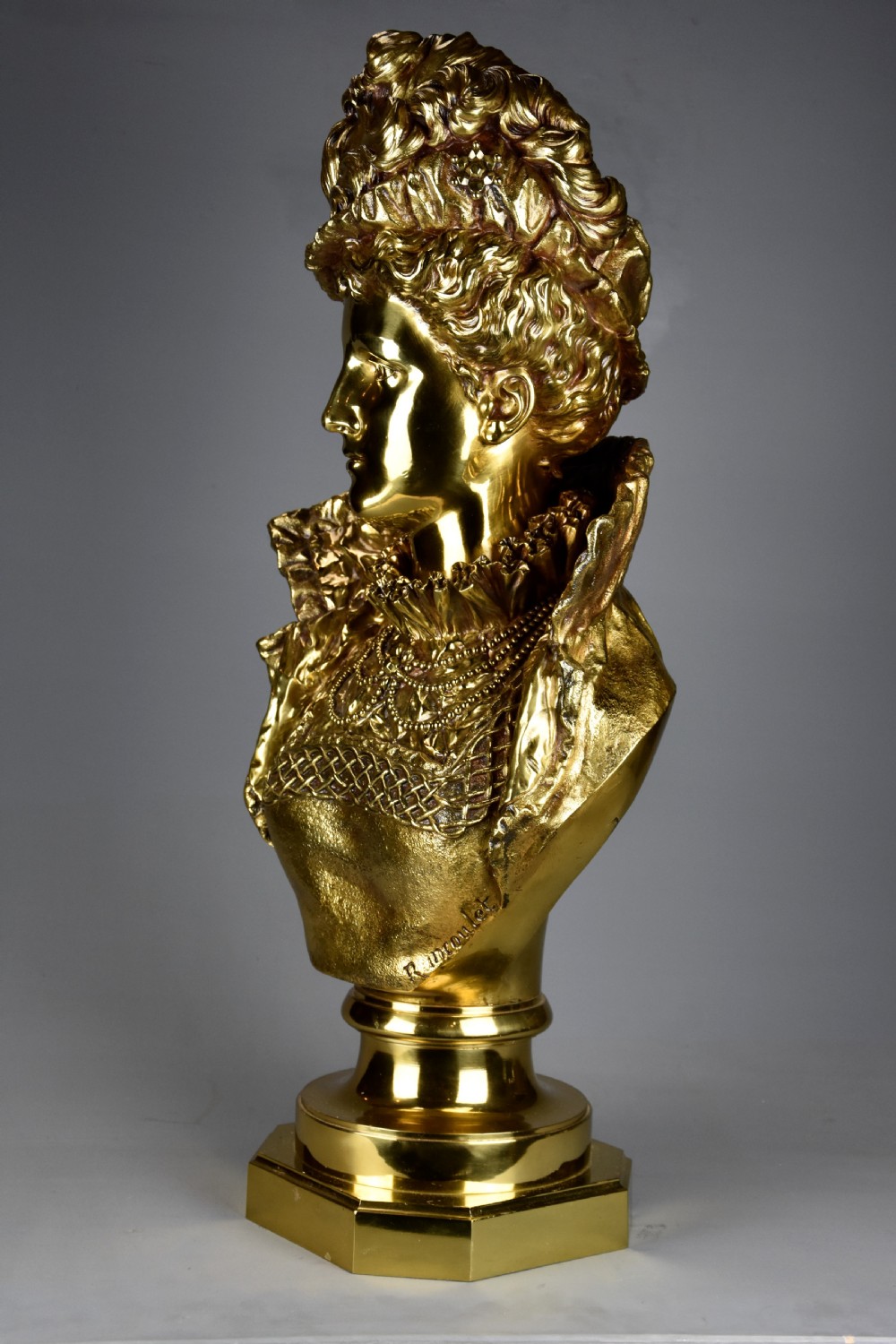 Late 19thc French gilt bronze bust figure of a Victorian lady by Ernest Rancoulet (1870-1915) View VIII