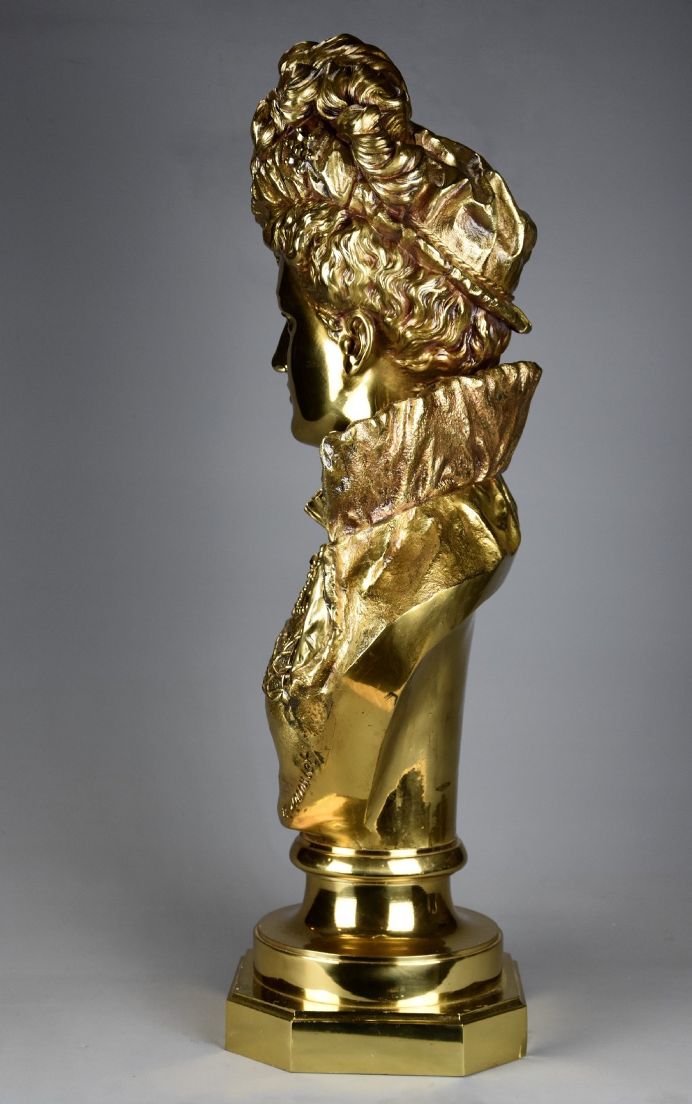 Late 19thc French gilt bronze bust figure of a Victorian lady by Ernest Rancoulet (1870-1915) View IX