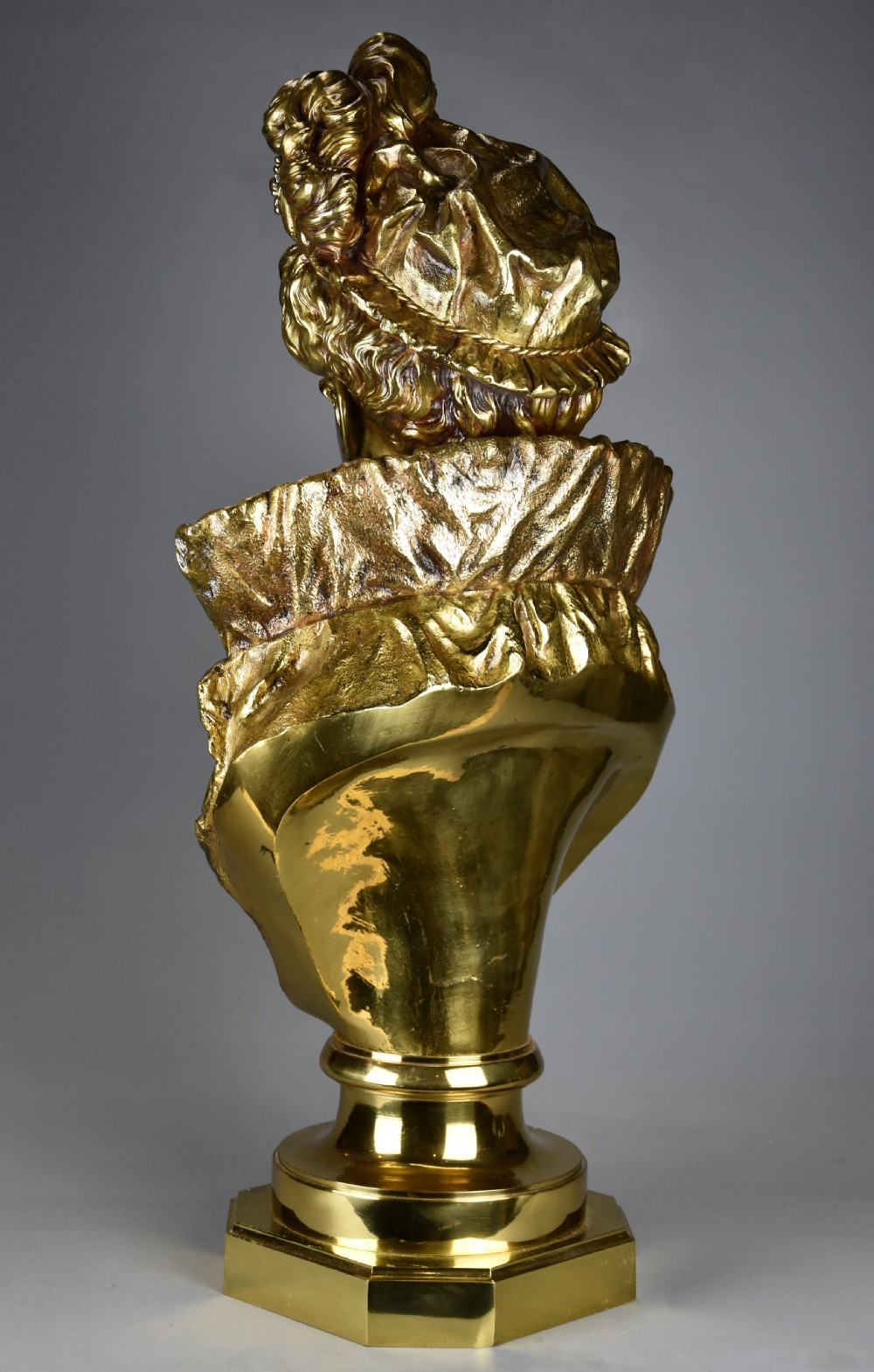 Late 19thc French gilt bronze bust figure of a Victorian lady by Ernest Rancoulet (1870-1915) View X