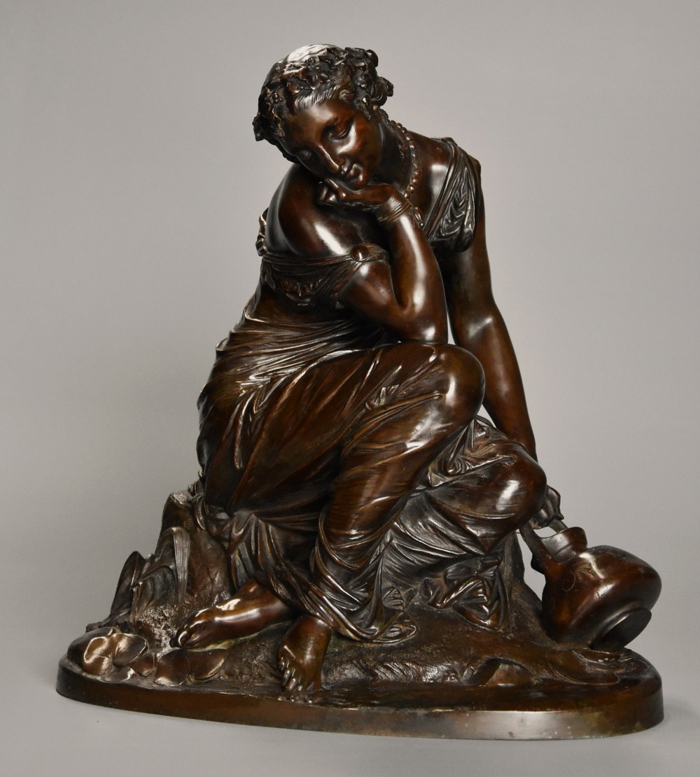 Fine quality 19th century French female bronze 'Reflections' by Alexandre Schoenewerk (1820-1885)