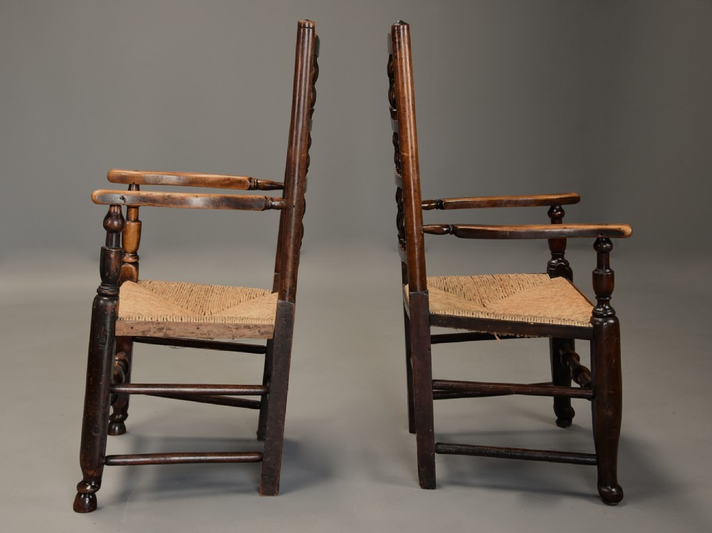 Matched set of eight mid 19th century ash spindle back chairs of superb patina View VIII