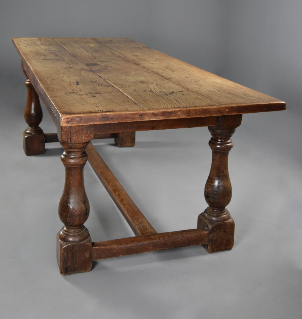 A late 19th century Arts & Crafts oak refectory table with superb faded patina View VI