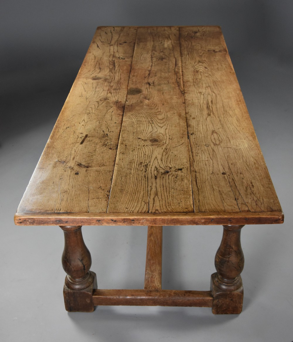 A late 19th century Arts & Crafts oak refectory table with superb faded patina View VII