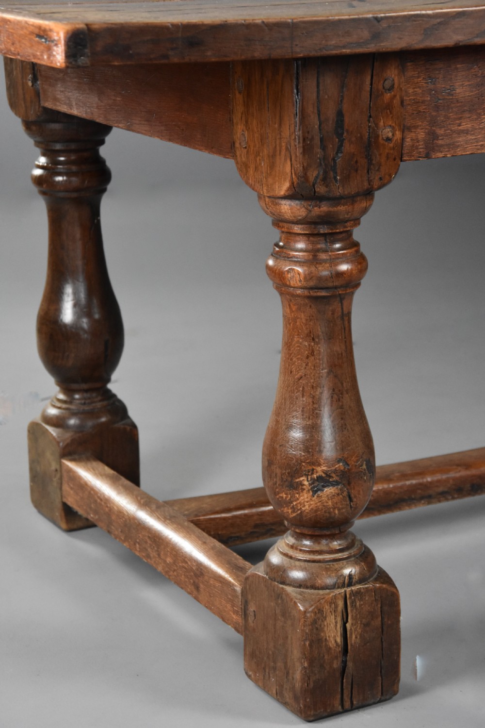 A late 19th century Arts & Crafts oak refectory table with superb faded patina View XI