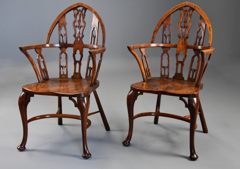 Superb set of six late 19th century Gothic style Windsor chairs View IX