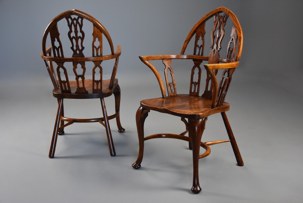 Superb set of six late 19th century Gothic style Windsor chairs View XII