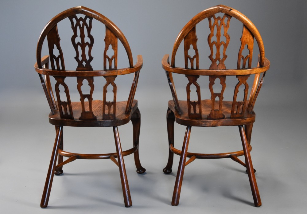 Superb set of six late 19th century Gothic style Windsor chairs View XV