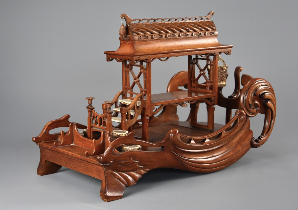Late 19th century Asian model of a pagoda boat, possibly a desk stand