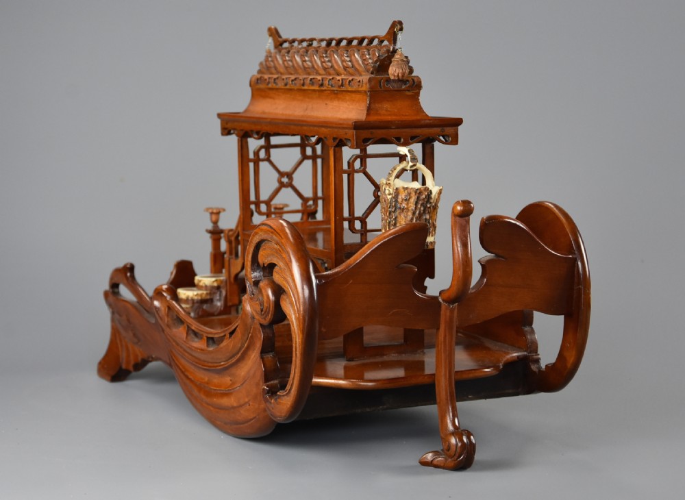 Late 19th century Asian model of a pagoda boat, possibly a desk stand View VI