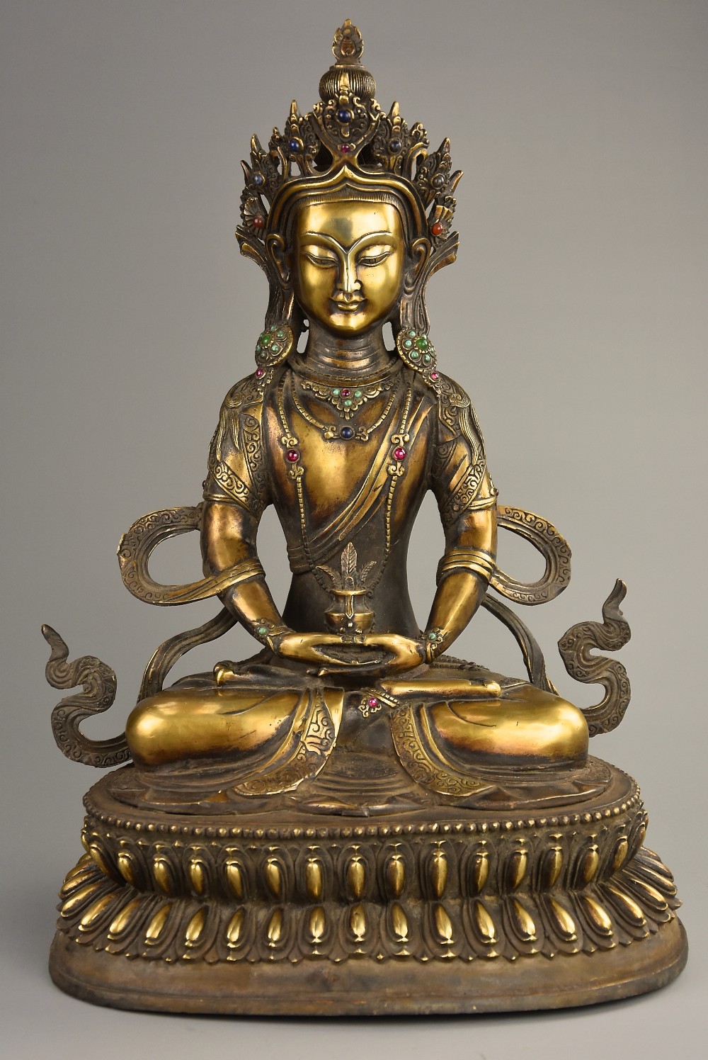 Early 20th century Tibetan figure of Buddha Bhaisajyaguru, the Buddha of Medicine